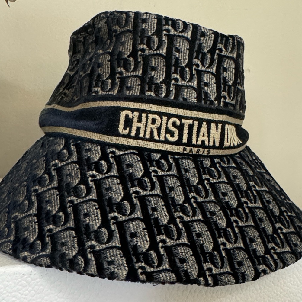 Dior Oblique Velvet Bucket Hat. Large brim.